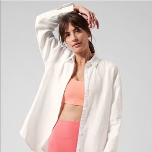 Athleta white button up top blouse